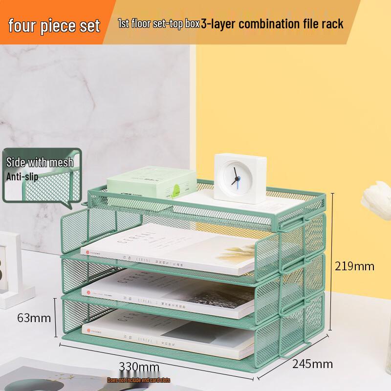 Handun 3-Tier Metal File Storage Rack with Top Box