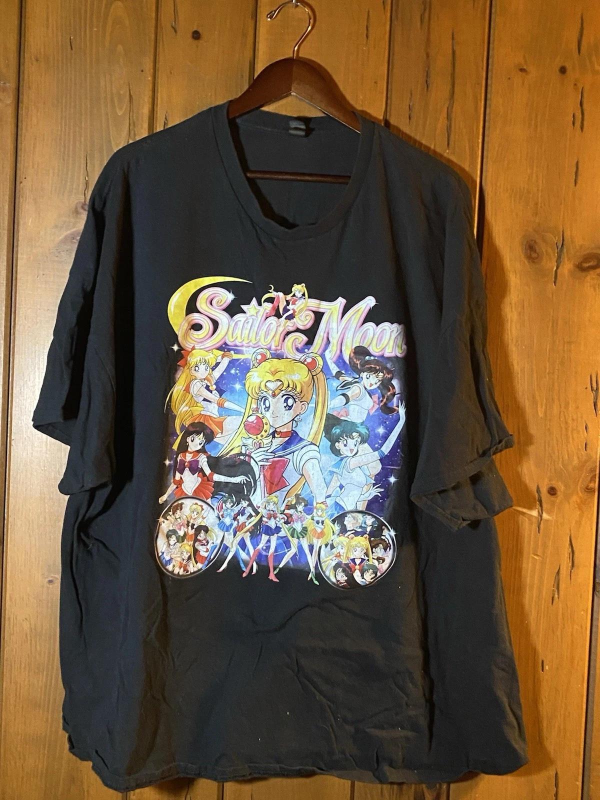 Sailor Moon Anime Graphic Oversized Tee 5XL 90s Retro Style Black T-Shirt S
