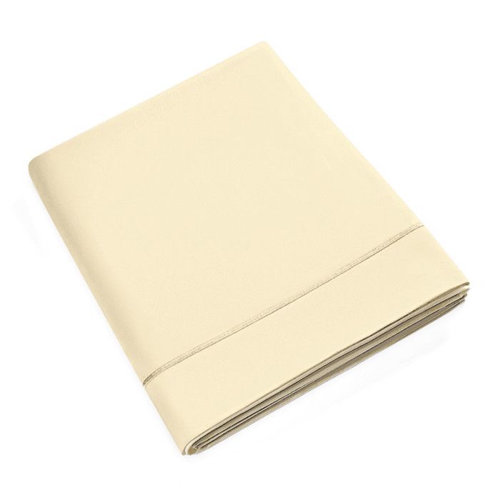 Drap plat percale de coton peigné "Julian" toutes dimensions Coton Pur - Julian Ivoire - 240 x 300 cm pour lit 2 places