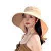 Summer Outdoor Sunscreen Sun Hat with Ponytail Hole Hat Female Korean Version Fashion Big Eaves Shawl Bucket Hat Tide