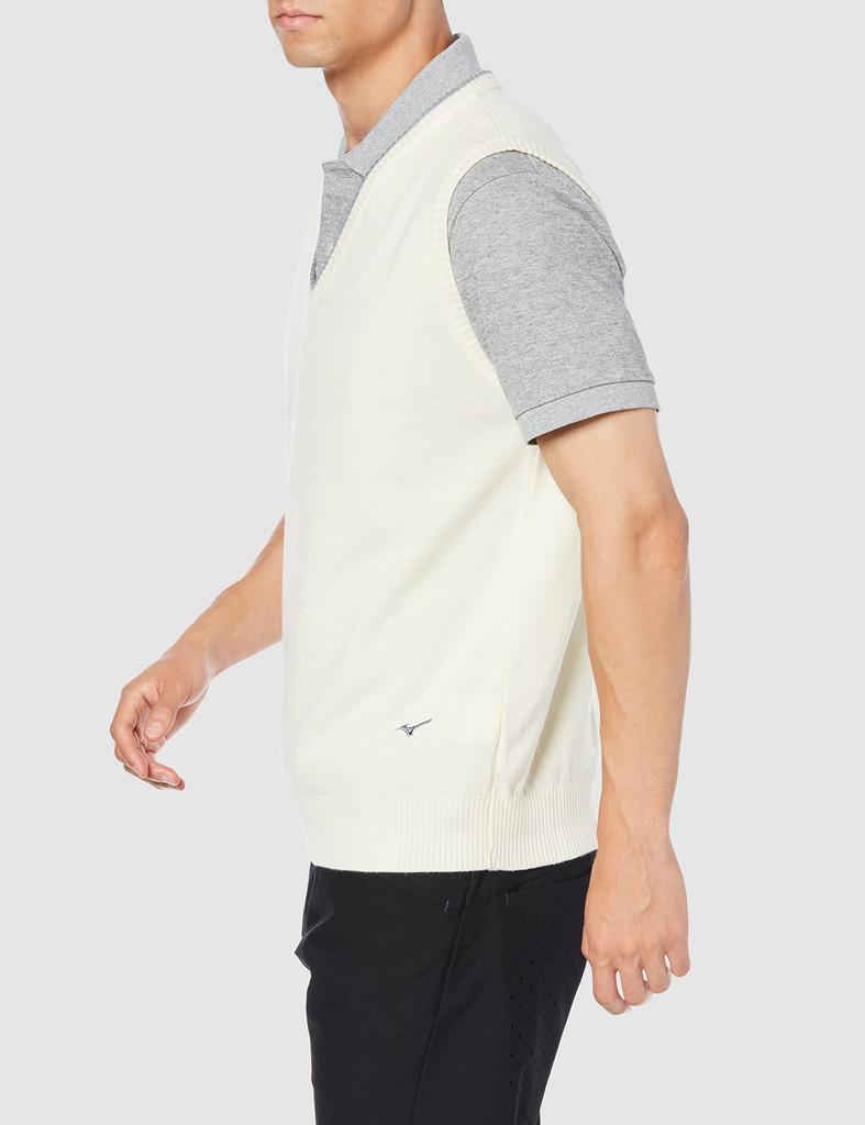 Mizuno Knit Golf Vest Size 2XL to Japanese size Men's V-Neck (52JC9A01), White, (equivalent 3L)
