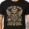 Skull King Wings T-Shirt Fear No Man Biker Beard Crown Gothic Graphic Tee.