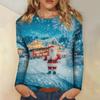 Women's Casual Fashion Sexy Comfortable Christmas Printed Round Neck Long Sleeve Top