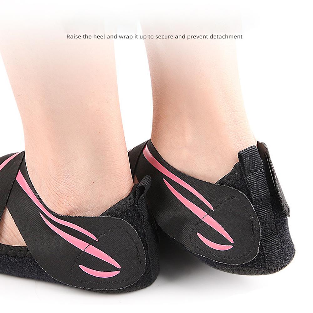 1 Pair New Foot Support Yoga Socks Toeless Non-Slip Grips & Straps, For Pilates, Barre, Ballet, Bikram, Workout For Women