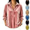 Women's Color Long Sleeve Button Down Shirt with Turn-Down Collar Casual Loose Fit Top