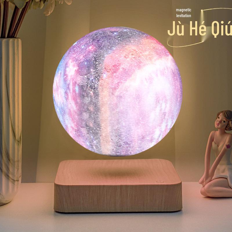 Magnetic Levitation 3D Galaxy Lamp: 14CM Starry Sky Atmosphere Ornament with Black Technology
