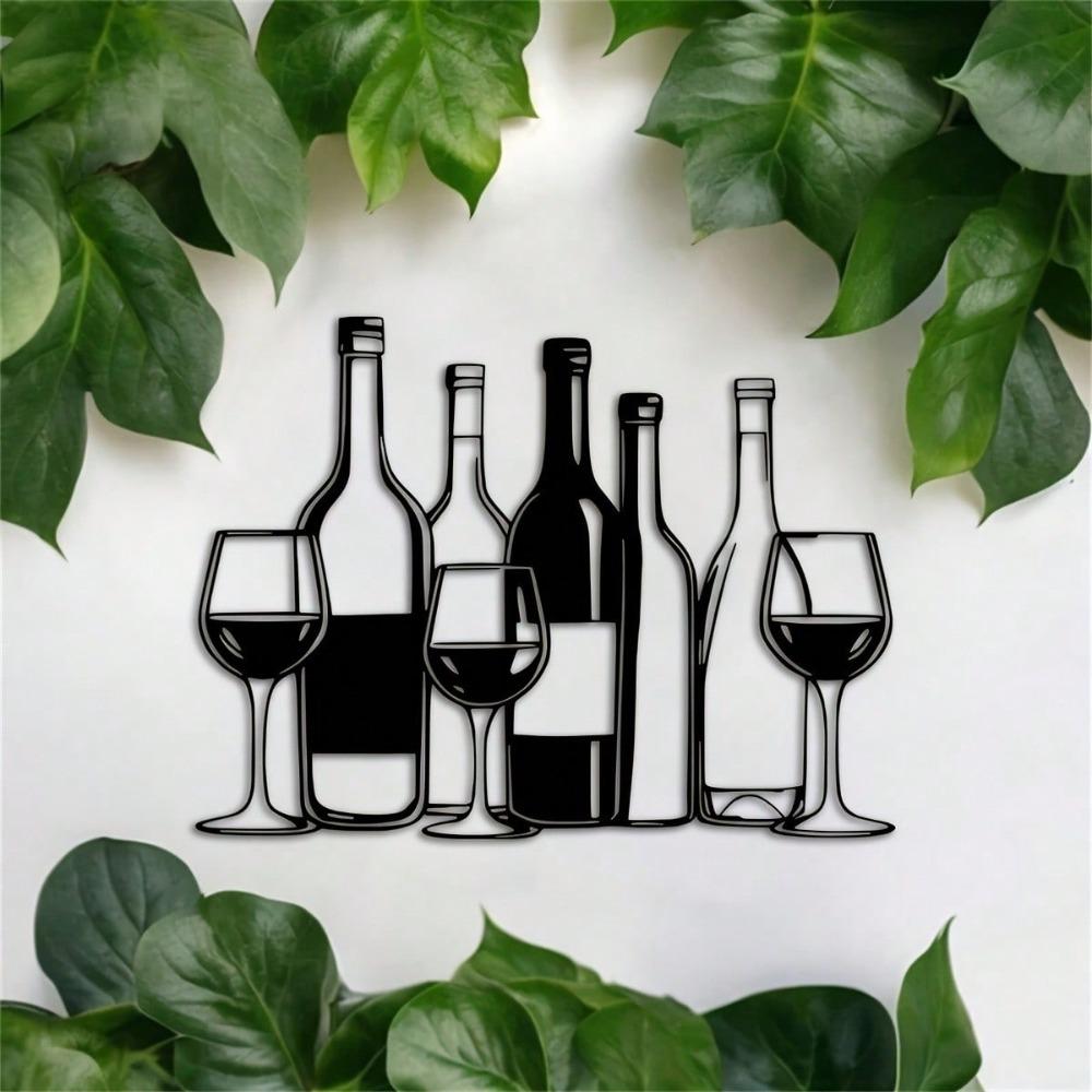 Metal Wine Glass Wall Art 11.81 Inch Minimalist Decor Indoor Outdoor Hanging Gift