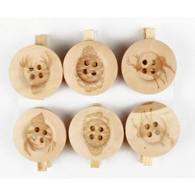 MégaCréa DIY - Wooden Clothespin Christmas Pattern Button 5 Cm 6 Pieces