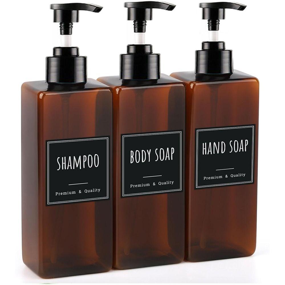 3pcs 500ml with Label Hand Soap Dispenser Set Plastic Bathroom Countertop Soap Dispenser Empty Empty Plastic Dispenser