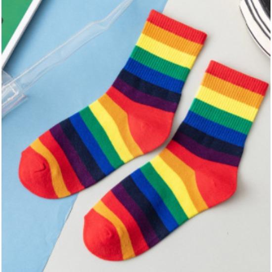 Socks Women Autumn Spring Korea Style Harajuku Street Sport Cotton Stripes Casual Skateboard Mid-tube Sock