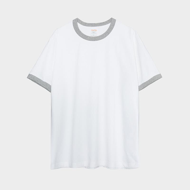 Schweres Baumwollkontrast-Herren-T-Shirt Kurzärmelig Spleiß Herren-T-Shirt Jugend Unterhemden Oberteile T-Shirts Hemd