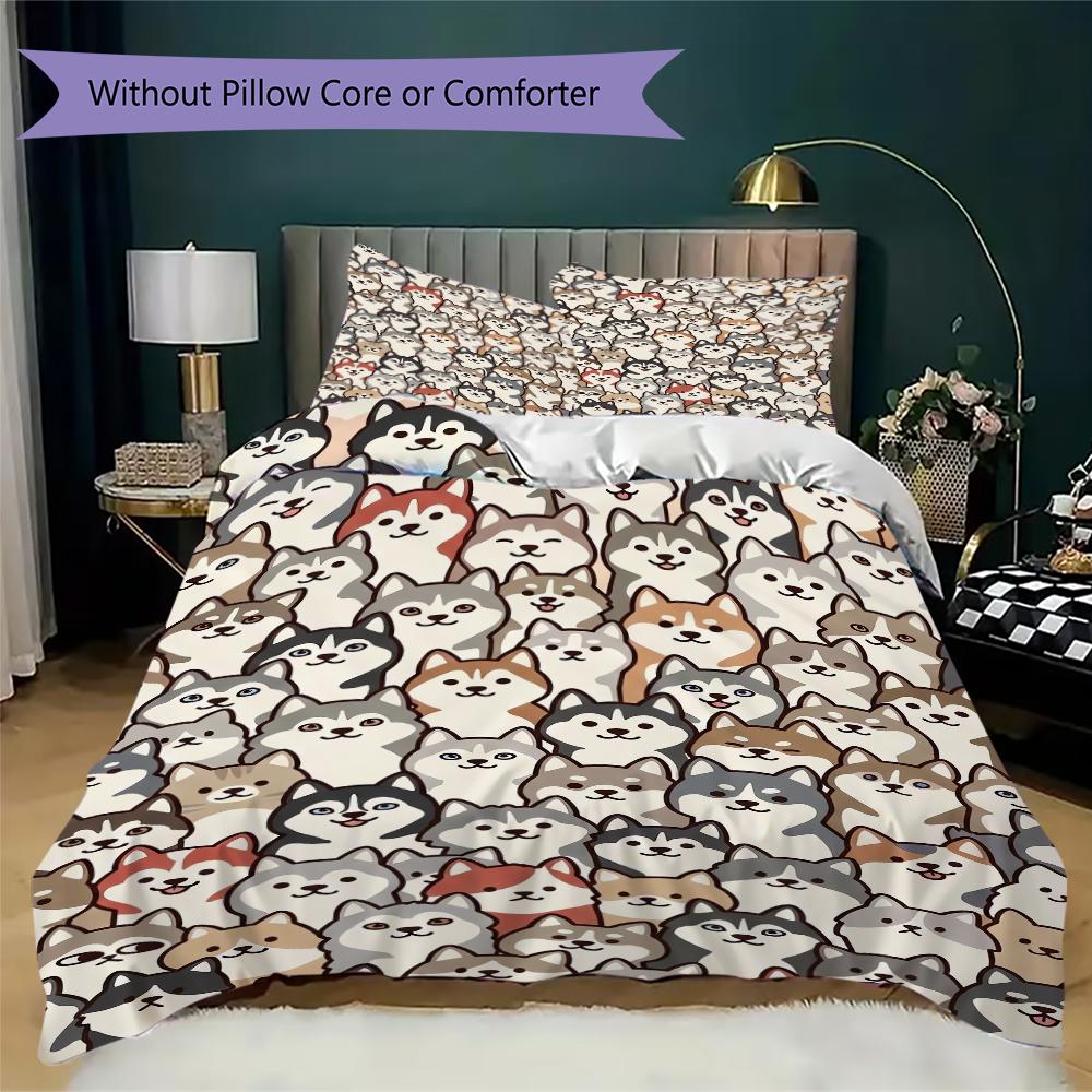 Cute animals Pattern Bedding uilt Set uilt Cover Pillowcase Home Decoration Birthday Gift (1 * duvet cover + 2 * pillowcase without core)