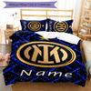 3pcs Custom Name Cartoon Inter Milan Bedding Set Duvet Cover Closure Includes 1 Duvet Cover & 2 Pillowcases for All Seasons Bedroom Decor