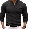 Herenpoloshirt T-shirt met lange mouwen Heren 1/4 rits Sport Solid Business Golftops