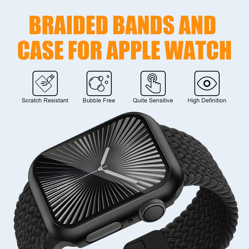 Case+Braided Strap For Apple Watch Bands 40mm 45mm 41mm 44mm 46mm 42mm magnetic correa Bracelet iWatch series se 3 6 7 8 9 10 11