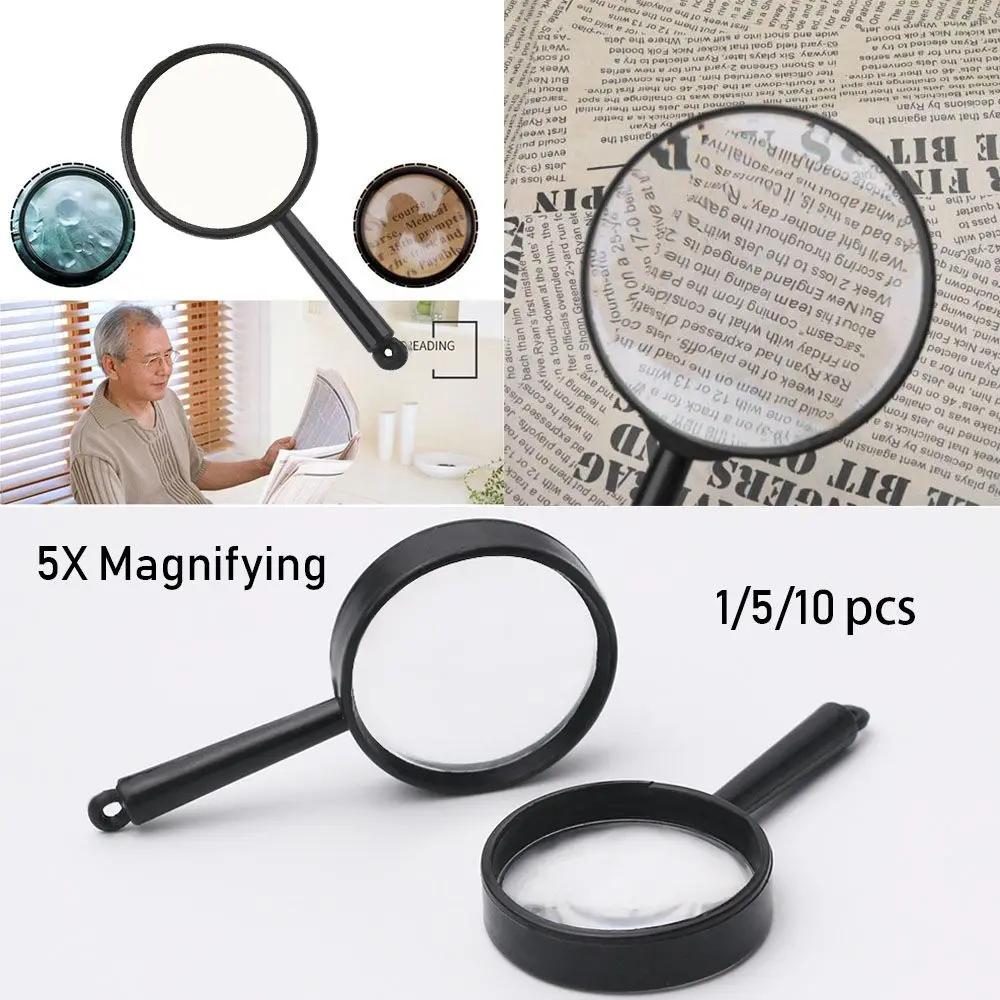 1/5/10pcs Hand Held Magnifier 5X Magnifying Jewelry Loupe Insect viewer Magnifiers Plastic 25mm Educational Reading Glass Lens