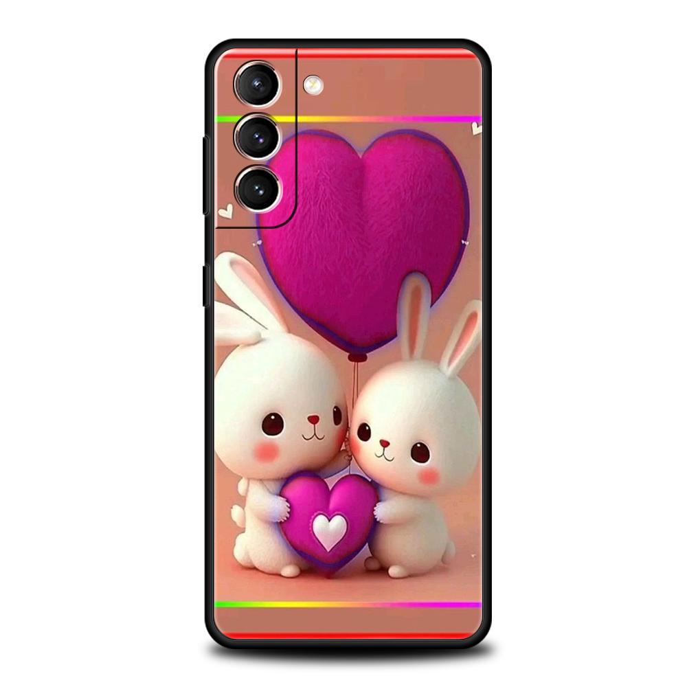 A Cute Rabbit With A Purple Hat Case for Samsung Galaxy S24 S23 S22 S20 S21 FE Ultra S24 S23 S10 S10E S9 S8 Plus 5G Phone Cover
