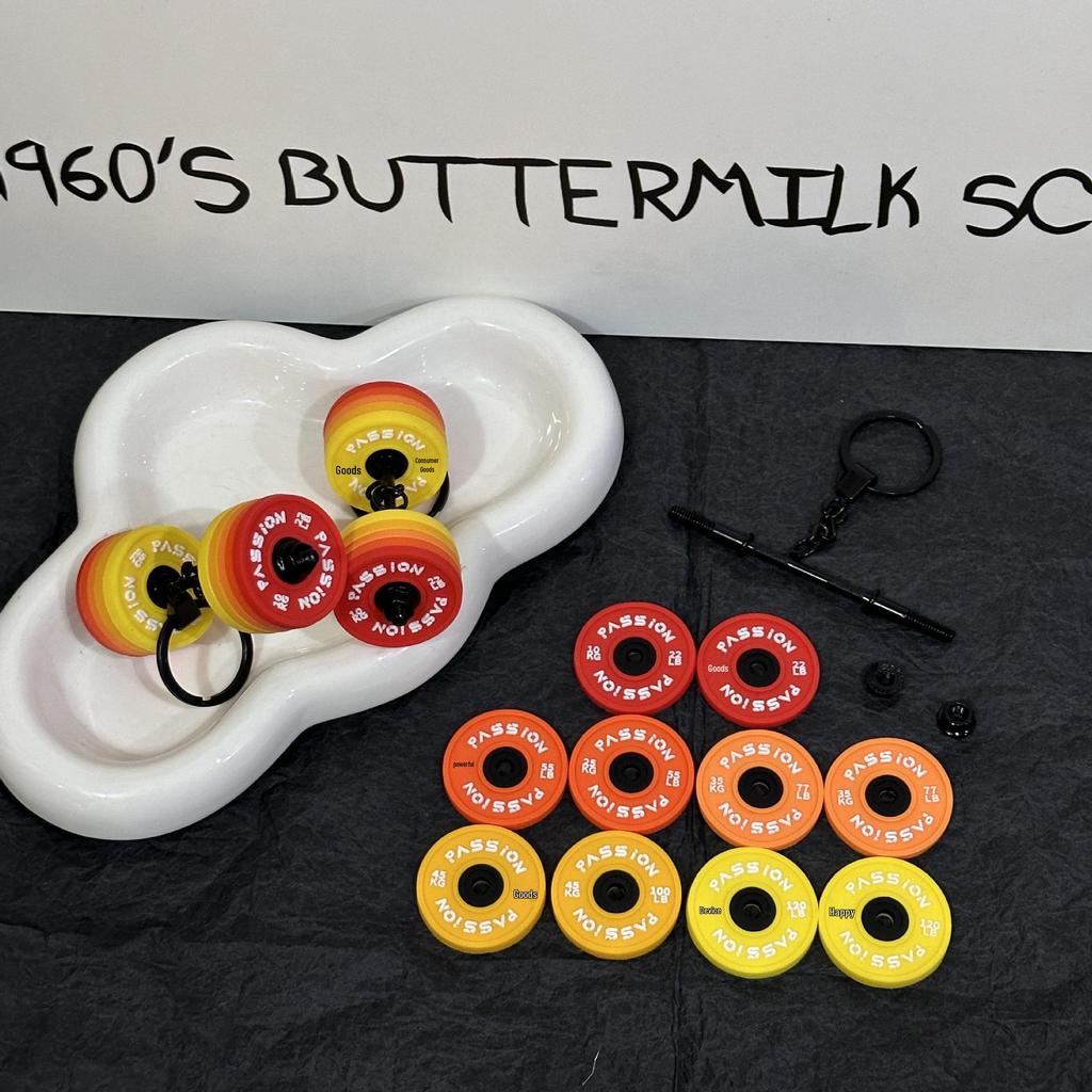 Miu Series Dumbbell Plate Keychain: Trendy Fitness Accessory & Sports Jewelry Gift