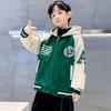 Jungen Mittlere-Große Koreanischer Stil Patchwork Kapuzen-Baseballjacke - Frühling/Herbst 2025