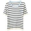 Lyocell Blend Striped Short Sleeve Knit Top