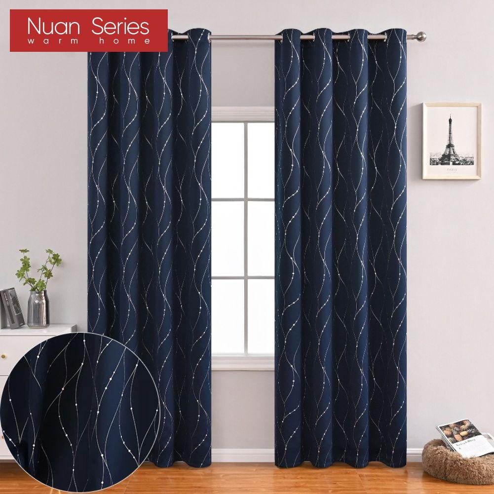 

1PC Nuan Series 80% Blackout Degree Hot Silver Meteor High-precision Blackout Curtains for Bedroom Living Room Balcony Window Home Decor W100cm x L130cm синій