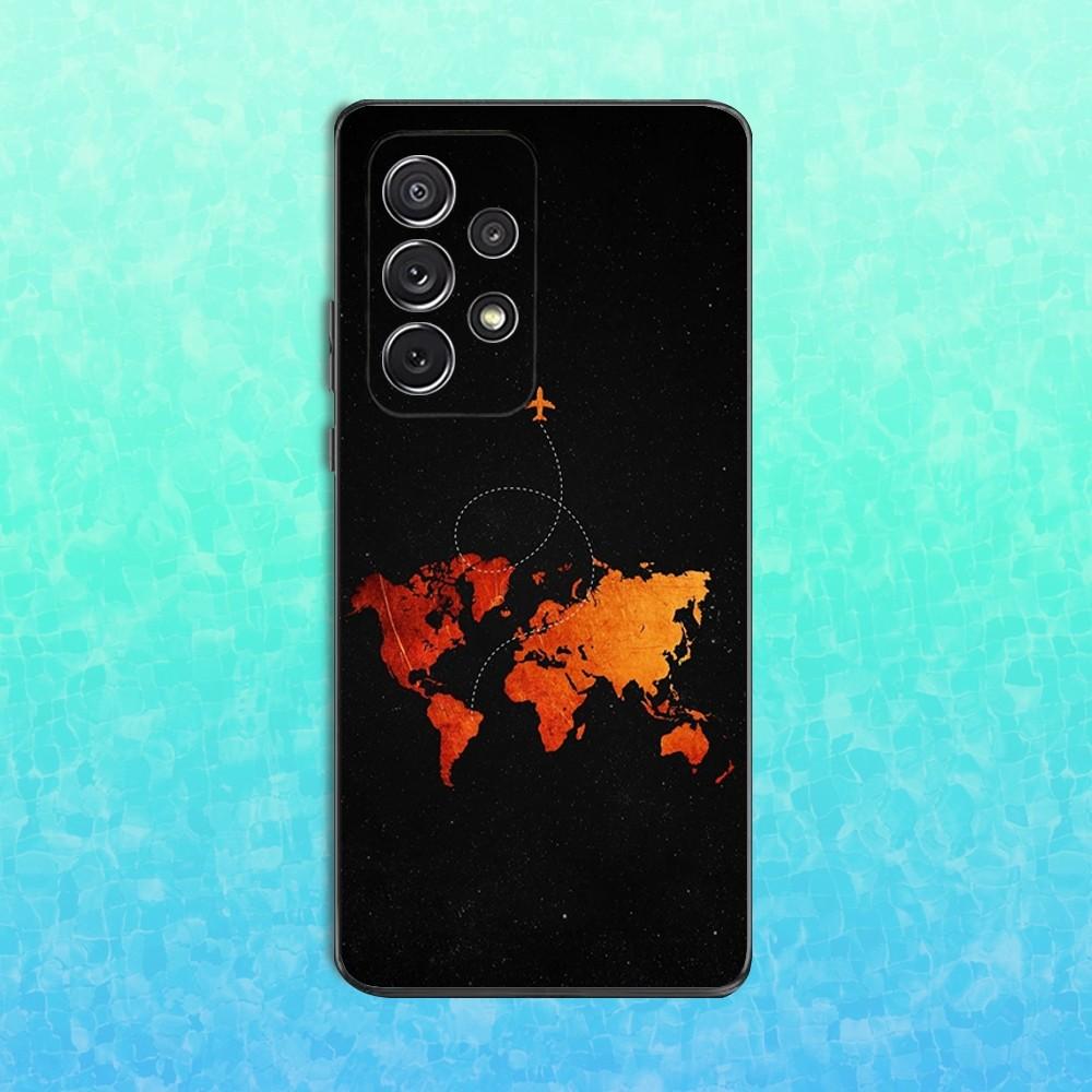 Flight Route Map Phone Case For Samsung S25,S24,S23,S22,S21,S20,S10,Ultra,Plus,Lite,FE,Soft Silicone Black Cover