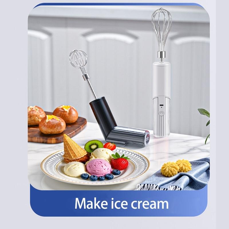 Small Handheld Mixer 3 Speed Mode Wireless Operation Foldable Storage Double Stainless Steel Whisks Attachments