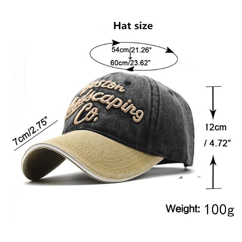 

Oston Embroidered Baseball Cap Washed Retro Baseball Cap Cowboy Cap Cowboy Hat Sun Hat Head circumference 56-60cm чорний