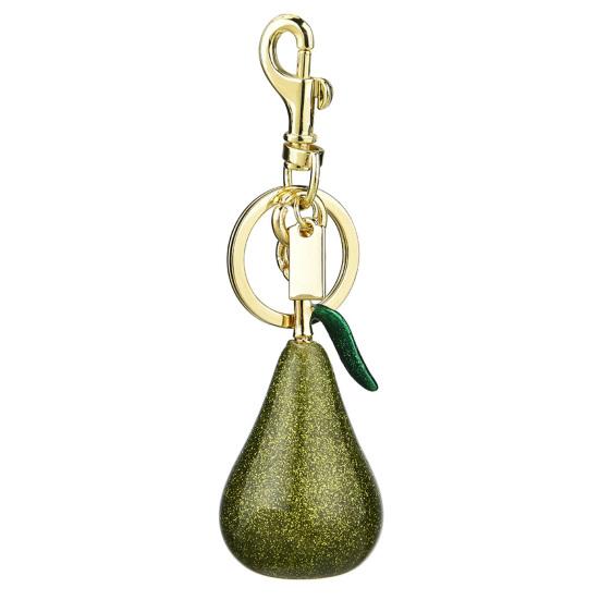 Keychain Pendant Glossy Glitter Resin Pear Shape Enamel Leaves Design Key Chain with Anti-Oxidation Lobster Clasp Lightweight Bag Accessory