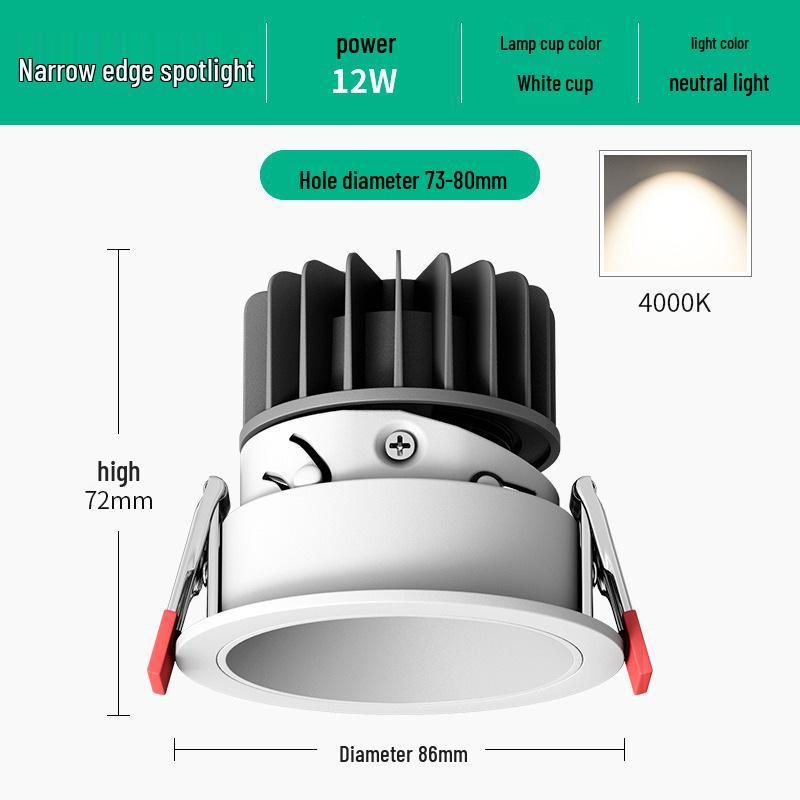 Hidden Anti-Glare LED Spotlight: Embedded Living Room Ceiling Downlight with Wall Washer