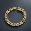 Fashion Hip Hop 14K Gold Plated Jewelry Single Row CZ Iced Out 9mm Cuban Link Monaco Bracelet for Women and Men
