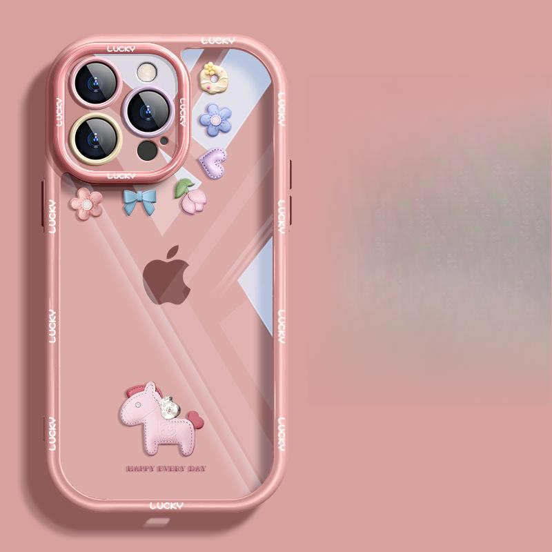 Applicable To Apple 15 Mobile Phone Case IPhone 14pro Get Rich Immediately 13 Simple Creative 12/11 Transparent Silicone Women