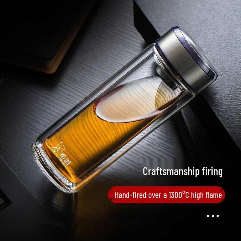 HEENOOR 390ML Double-Wall Glass Tea Infuser Bottle