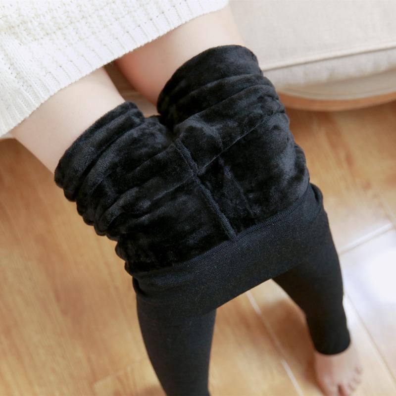 Autumn and Winter New Women's Outer Wear Velvet Thickened Solid Color Cotton Leggings Warm and Thin High Waist Foot-stepping Integrated Pants