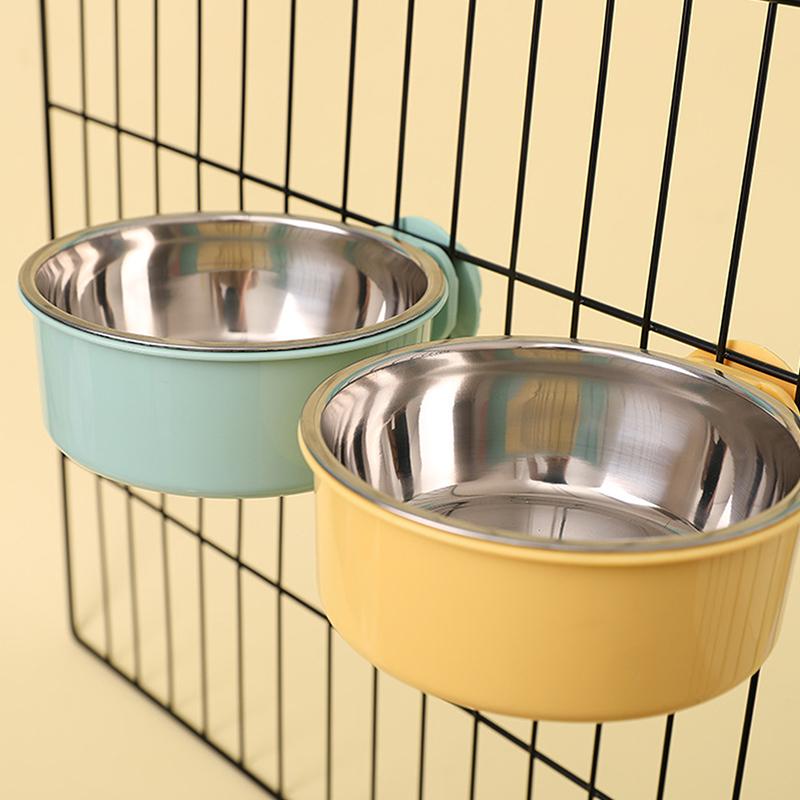 Anti-Tipping Fixed Hanging Dog Bowl Dog Cage Stainless Steel Drinking Bowl Pet Bowl Pet Supplies