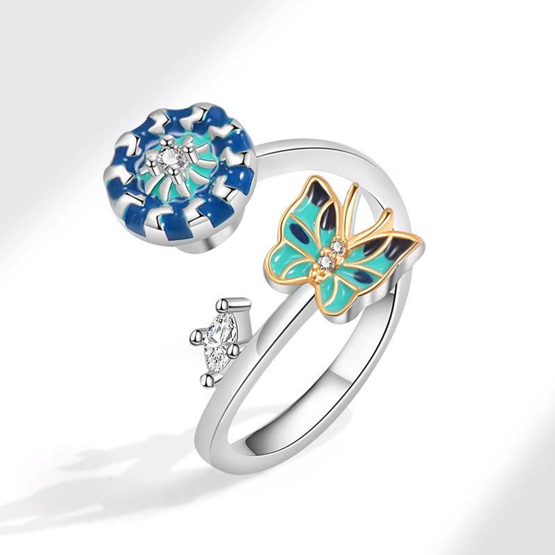 Shining Luminous Creative Rose Rotating Ring Female Delicate and Elegant Gift for Good Friends Fine Workmanship Jewellery Current Fashion Trends