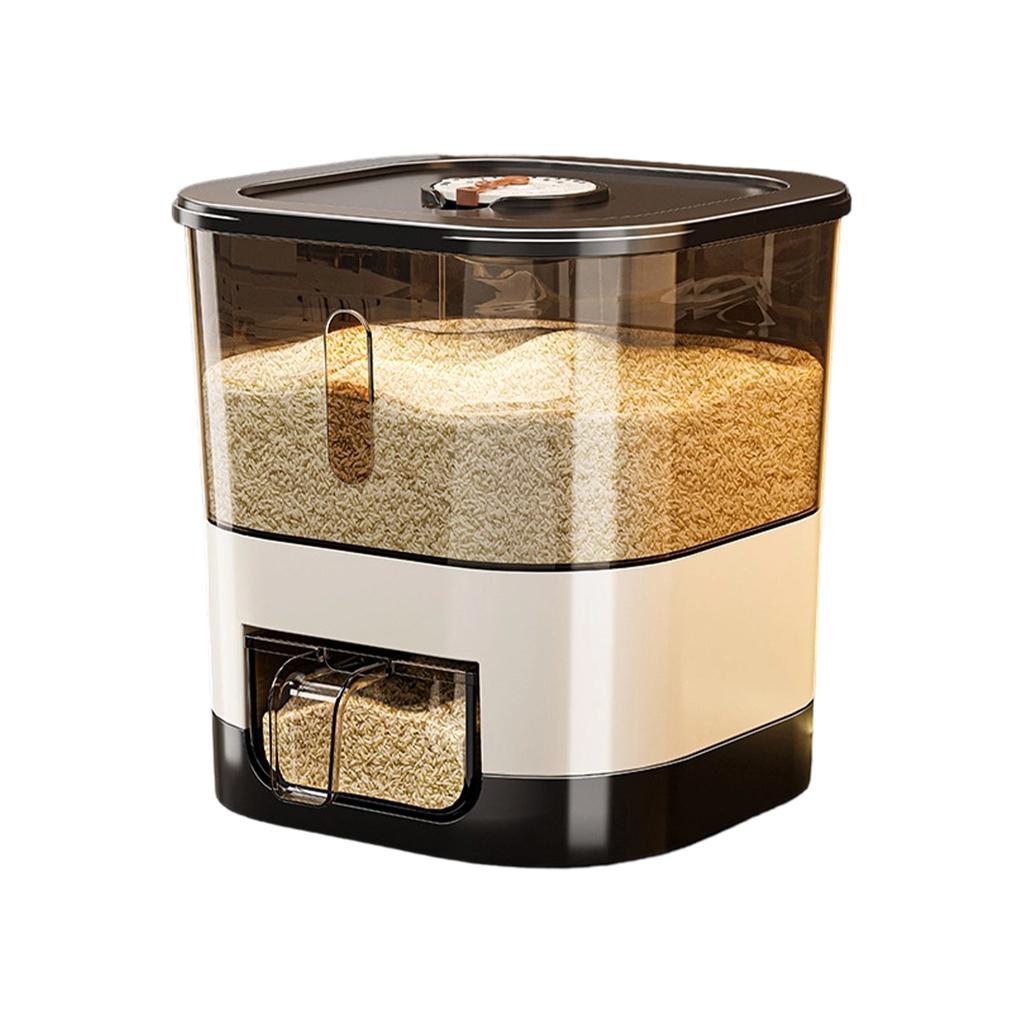 Grain Storage Container with Measuring Cup Dispenser Airtight Food Storage Bin for Rice Beans Cereal and Dry Goods Kitchen Organizer
