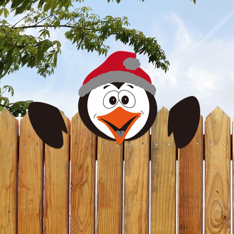 Funny Santa Claus Fence Outdoor Christmas Animal Reindeer Charming Ornaments New Year Party Decorations For Home Navidad