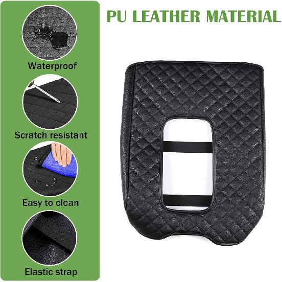 LLKUANG Car Center Console Armrest Cover Pad Fit for Toyota Tundra 2007-2021 Waterproof Leather Seat Armrest Box Cushion Pad Protector (Black)