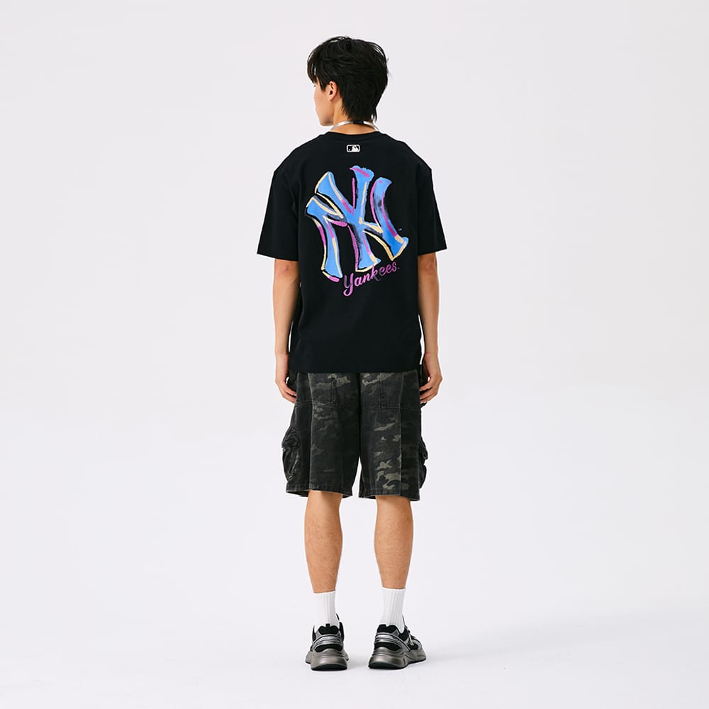 MLB New York Yankees Basic Collection FW25 T Shirt Unisex Standard Black 3ATSB1654-50BKS