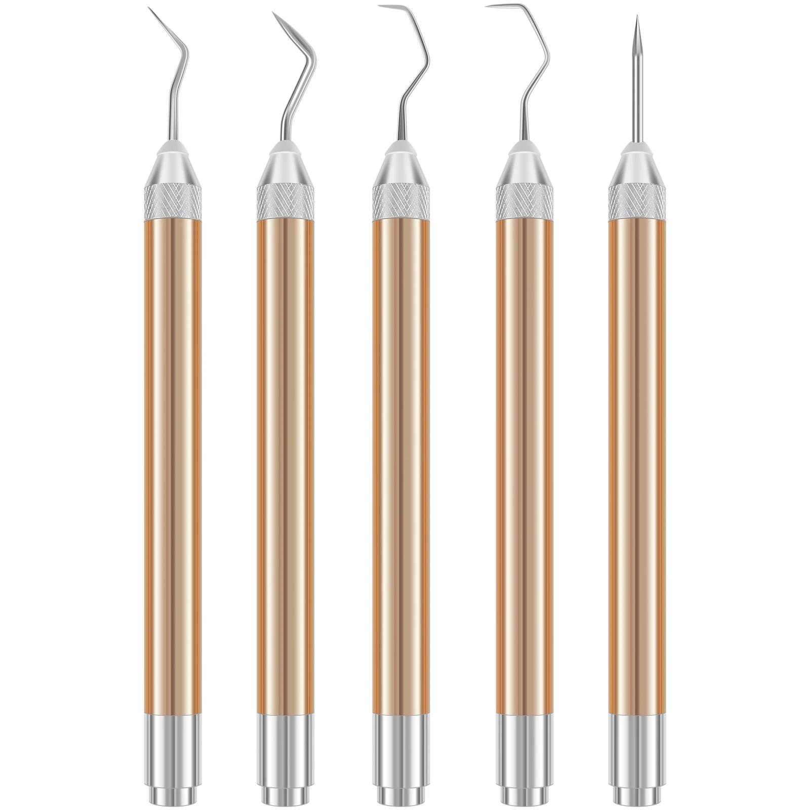 

5pcs Embossed Lettering Tools LED Light Weeding Pen for Crafting Silhouettes Painting Portable Vinyl Weeding Hook Pin Basic Tool