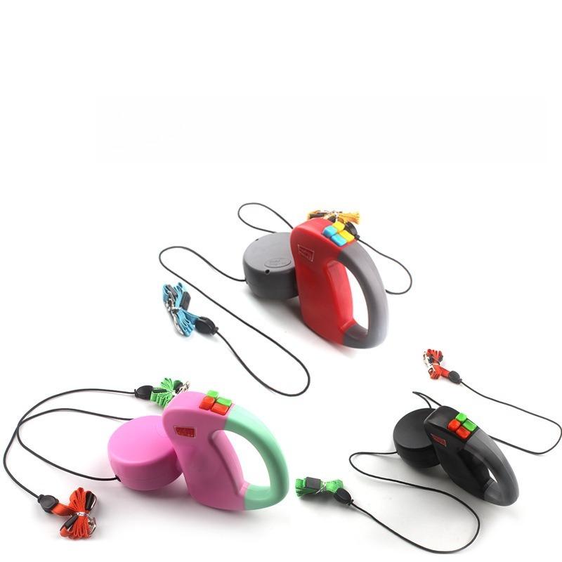 Dual Head Retractable Dog Leash Anti‑Tangle One‑Hand Control Walking Lead For Two Small Medium Dogs Outdoor