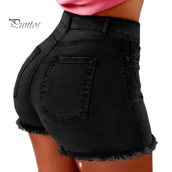 

Летние женские шорты с высокой талией, потертые ретро с рваными краями, однотонные, с приподнятыми ягодицами, облегающие боковые карманы, повседневные короткие брюки для клубных вечеринок 2XL