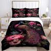 3PCs Peacock Floral Pattern Design Cover Set, Breathable Fabric(1 Duvet Cover + 2 Pillowcases) (Without Quilt) yy250911191
