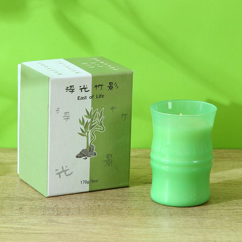 

Плавающая свеча для ароматерапии «Тень бамбука», форма бамбука, подарок, бытовой ладан, день рождения, аромат, бамбуковый узел, стеклянный стакан, воск Floating light bamboo shadow