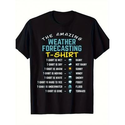 Men's & Women's Magical Weather Forecast T-Shirt - Casual Short Sleeve Tee with 7-Day Weekly Forecast Icons (Monday-Sunday), Breathable Round Neck,