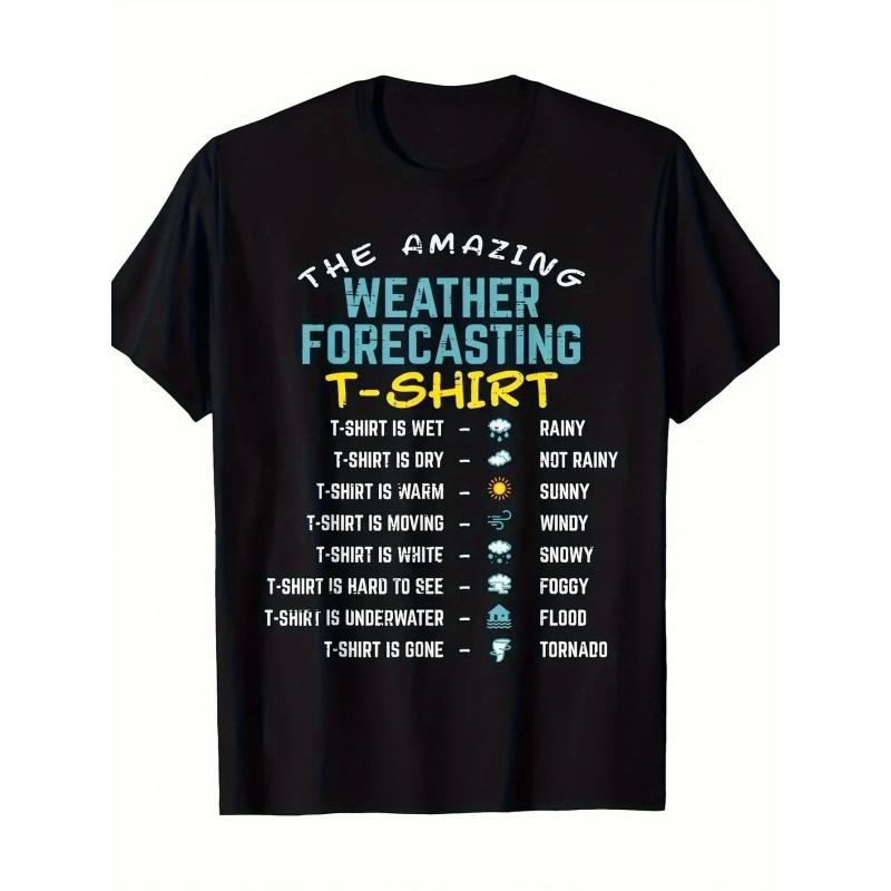 Men's & Women's Magical Weather Forecast T-Shirt - Casual Short Sleeve Tee with 7-Day Weekly Forecast Icons (Monday-Sunday), Breathable Round Neck,