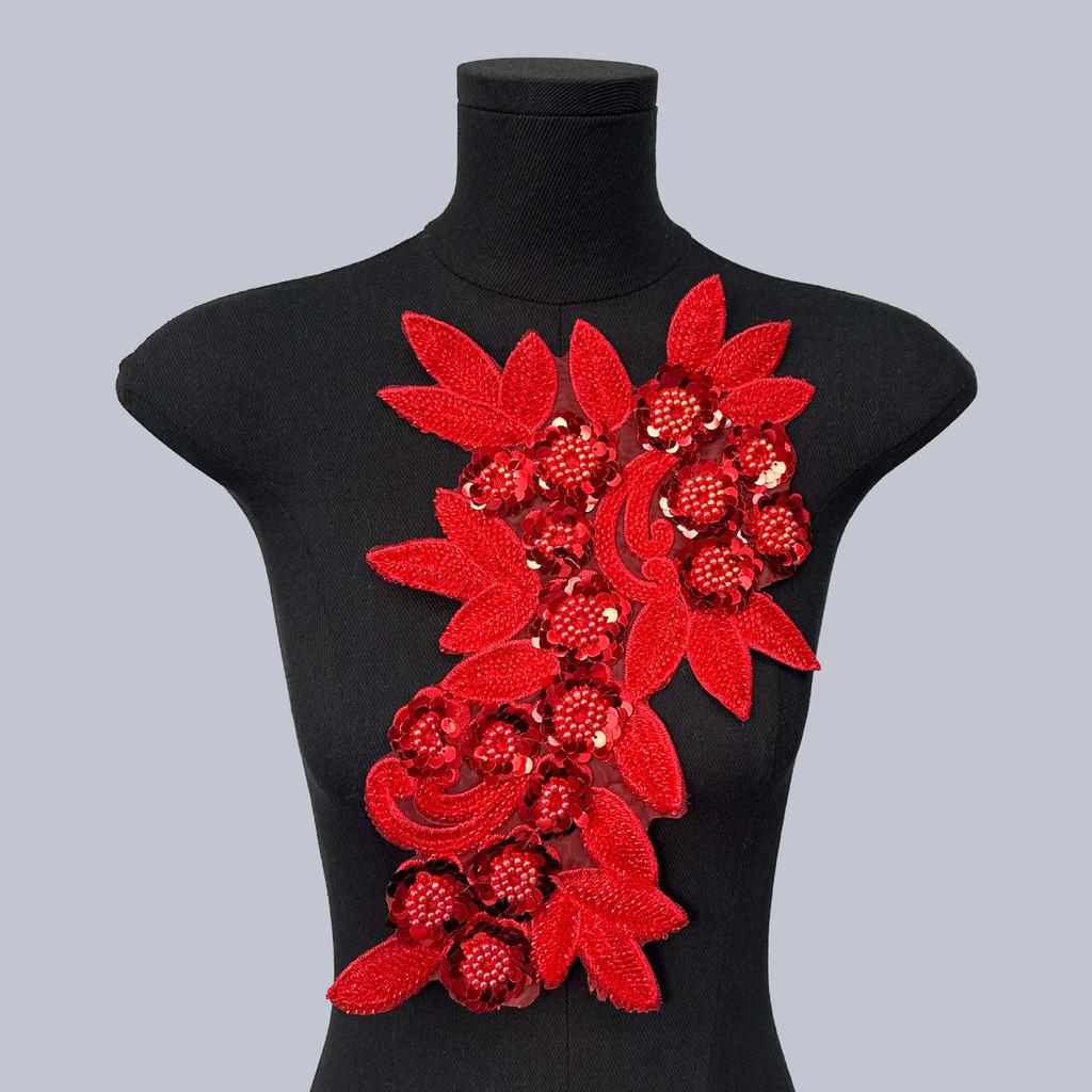 Mesh Sequin Nail Diamond Bead Embroidery Sewing Single Flower Collar Diy Decoration With Clothing Accessories Collar