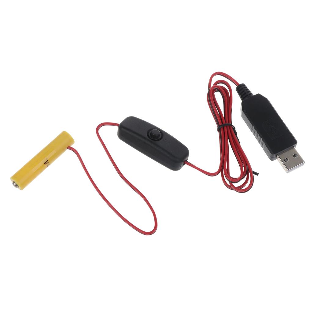 Type-C/USB to 4.5V AAA Battery Eliminator Cable Cord with Switch & Dummy Battery for LED Lights Razors Toy Radios