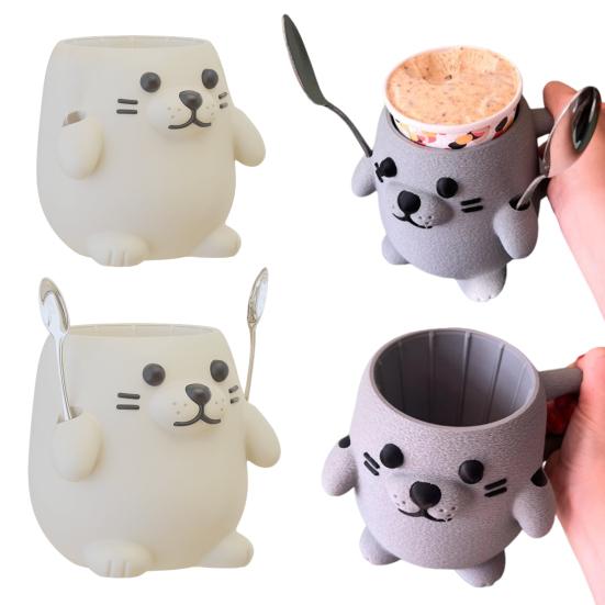 Ice Cream Pint Sleeves Cover with Spoon Handle Cute Animal